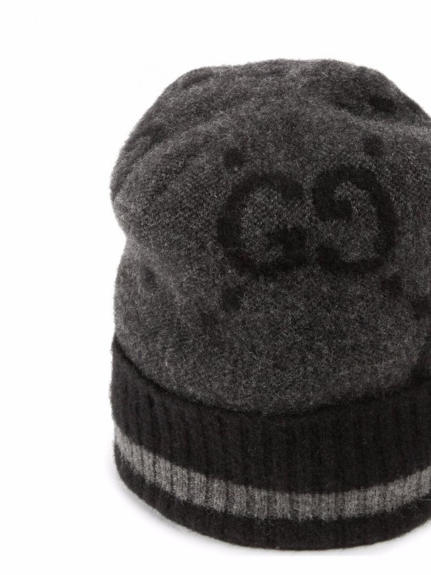 Dark Grey GG Cashmere Beanie Hat