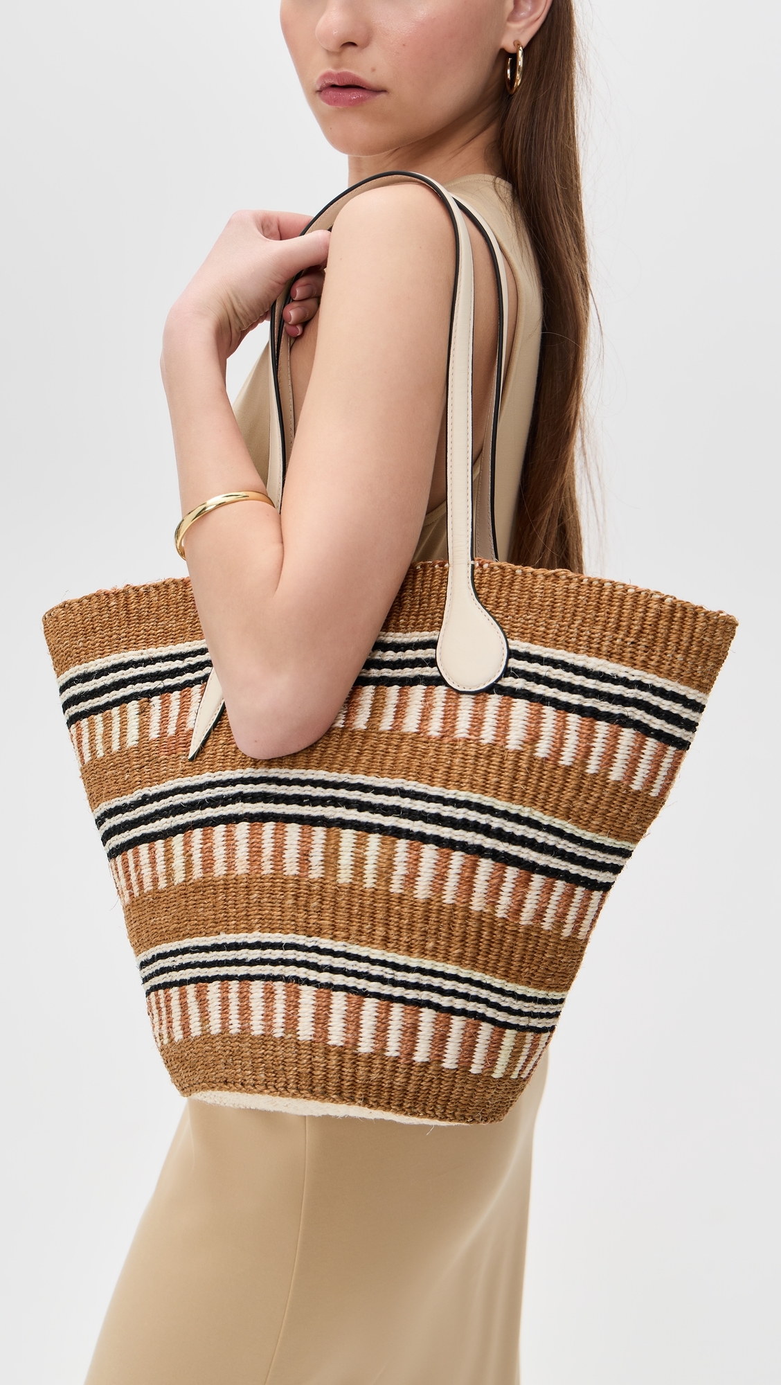 Liffner Straw Basket Bag Beige One Size