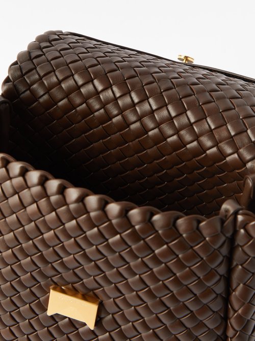 Cobble Mini Leather Shoulder Bag in Brown - Bottega Veneta