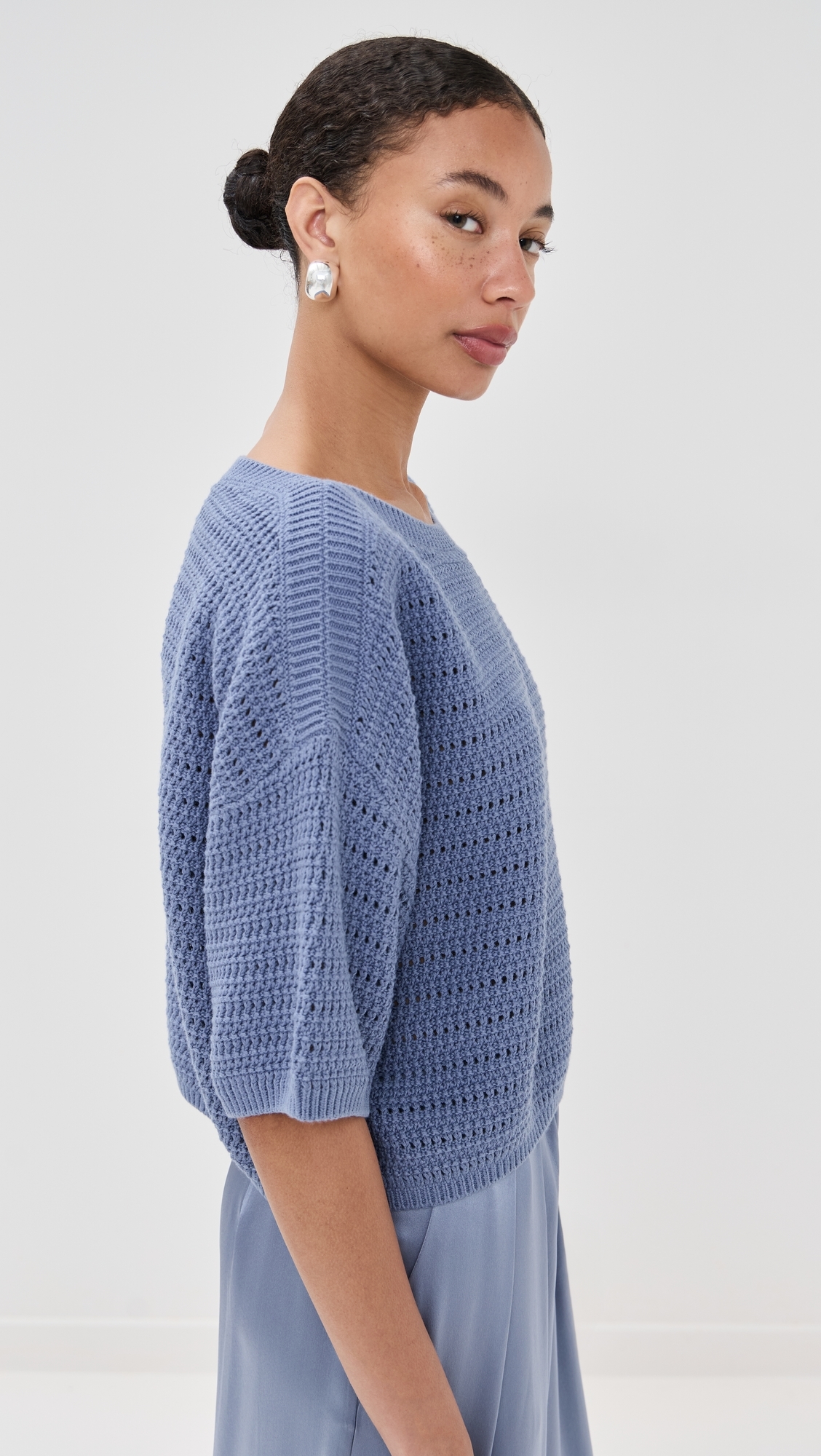 Nova Cropped Boat Neck Tee Dusty Periwinkle