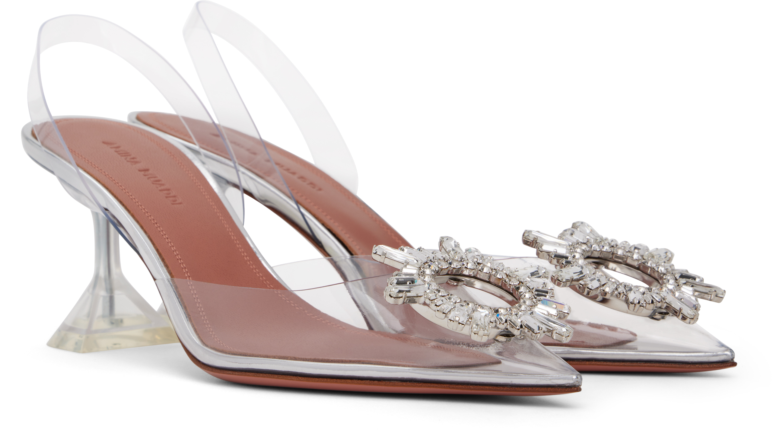 Amina Muaddi Transparent Begum Glass Sling 70 Heeled Sandals
