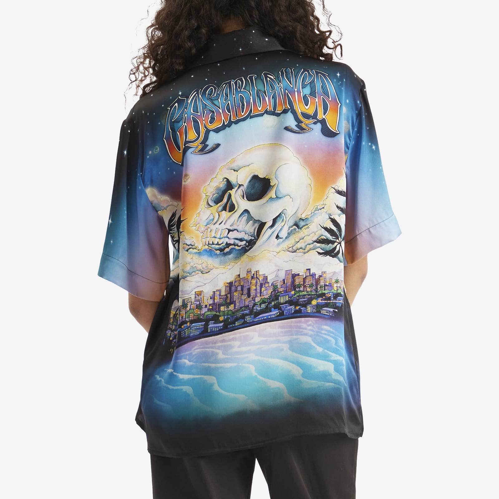 카사블랑카 Women's Silk Short Sleeve Shirt in Le Premonition U-WS25-SH-003-04