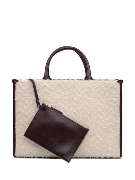 Lanvin Logo-Embroidered Frayed-Detail Tote Bag