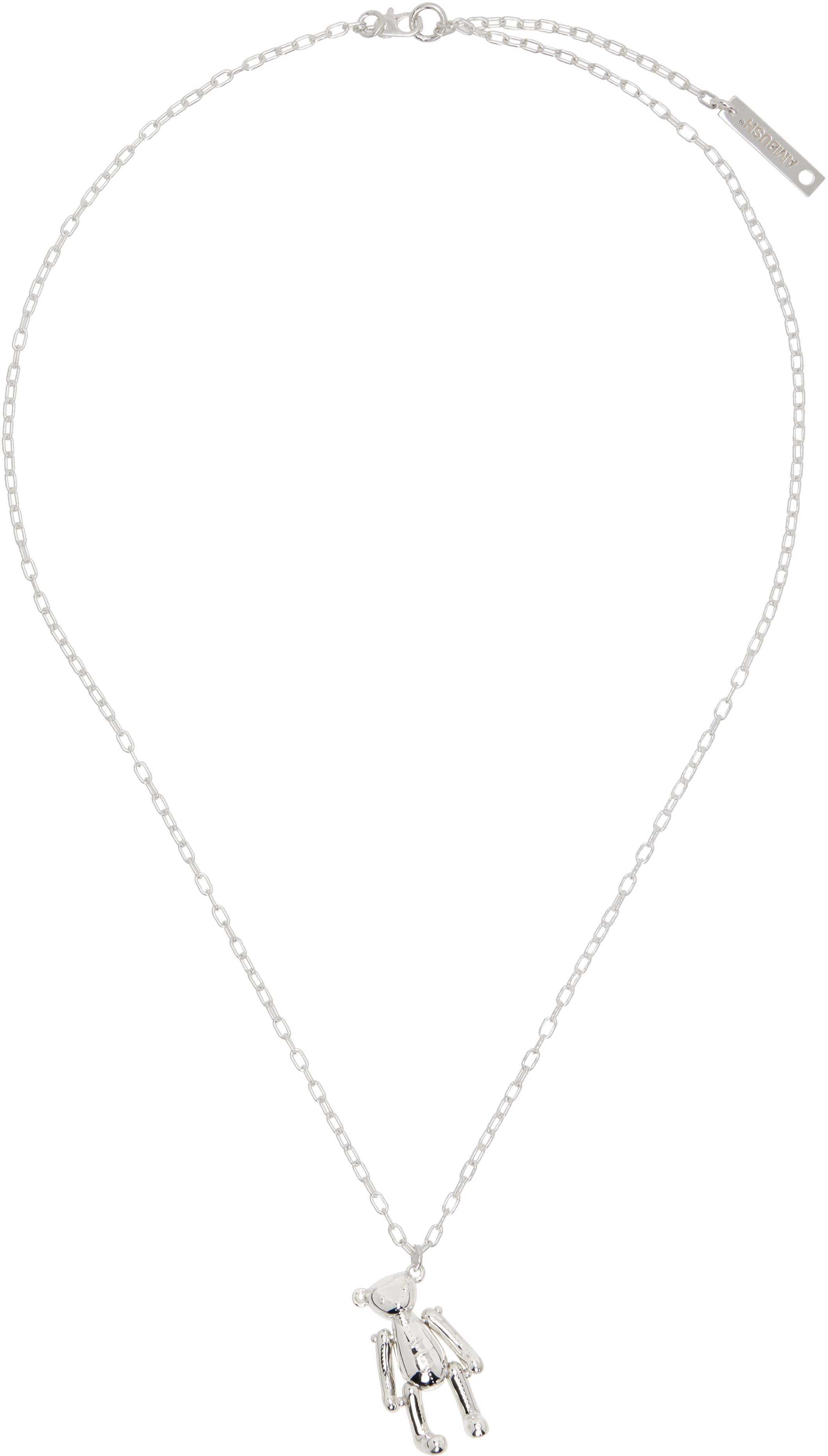 AMBUSH Silver Teddy Bear Charm Necklace