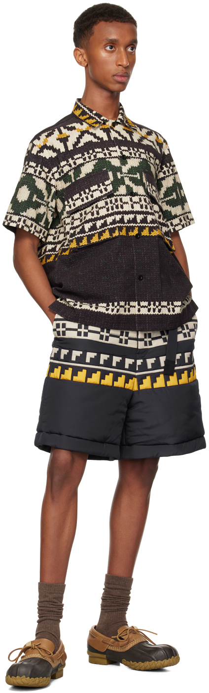 Sacai Black & Green Knit Print Shirt