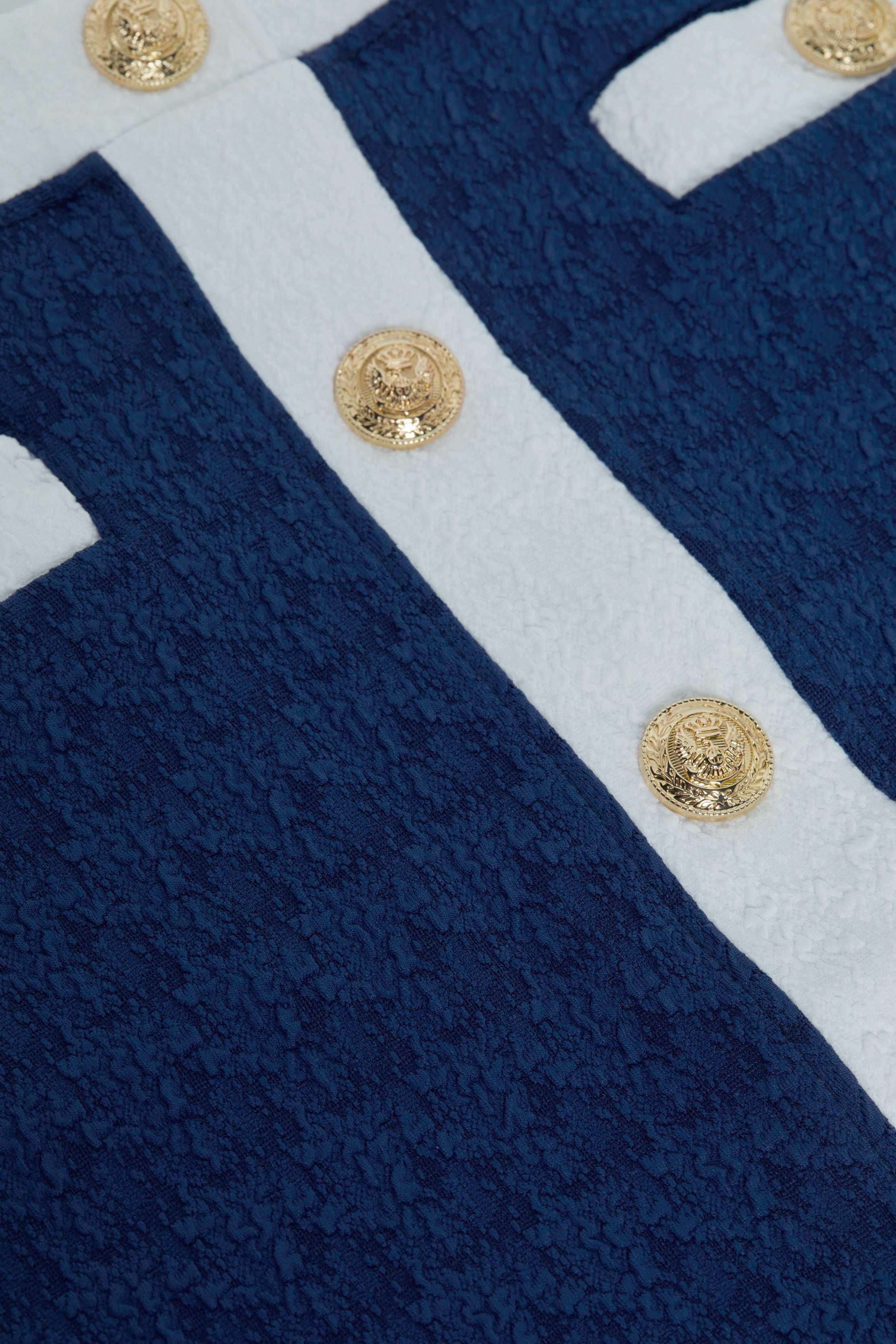 Coco Mini Skirt Cover-Up In Marine/white/gold Buttons