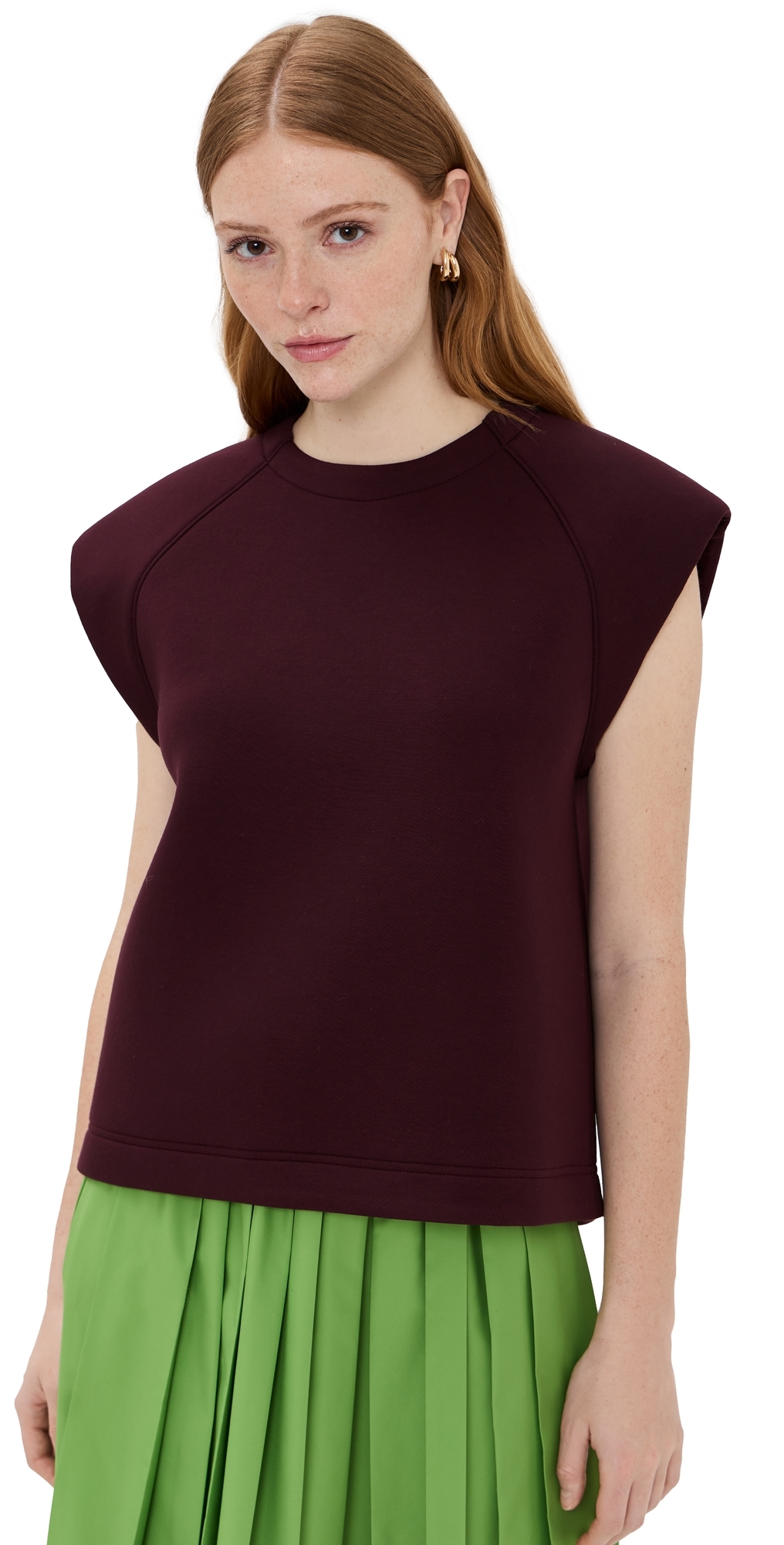 Tibi Bonded Viscose Sculpted Sleeveless Top Crimson