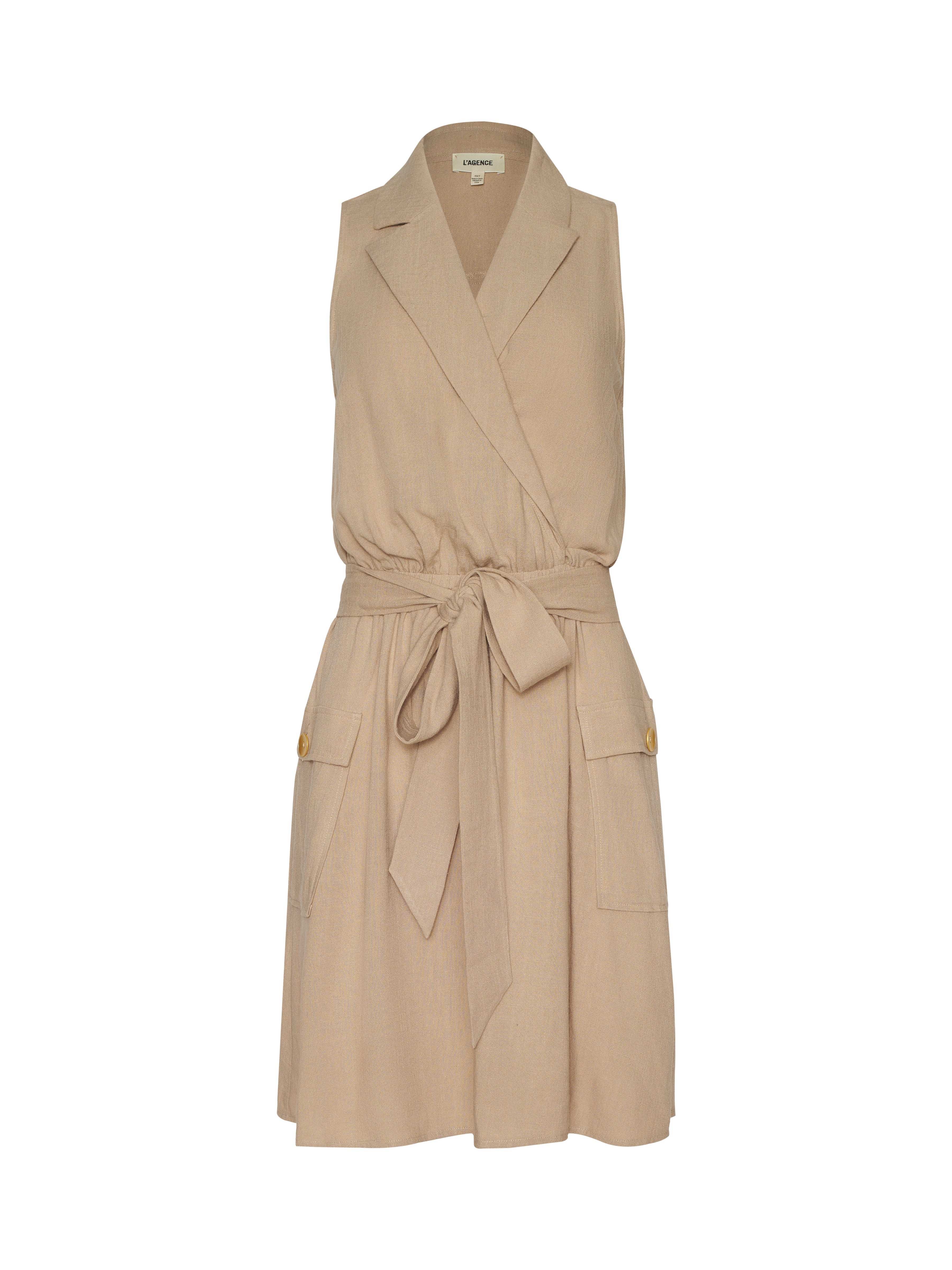 Cosima Linen-Blend Dress In Almond