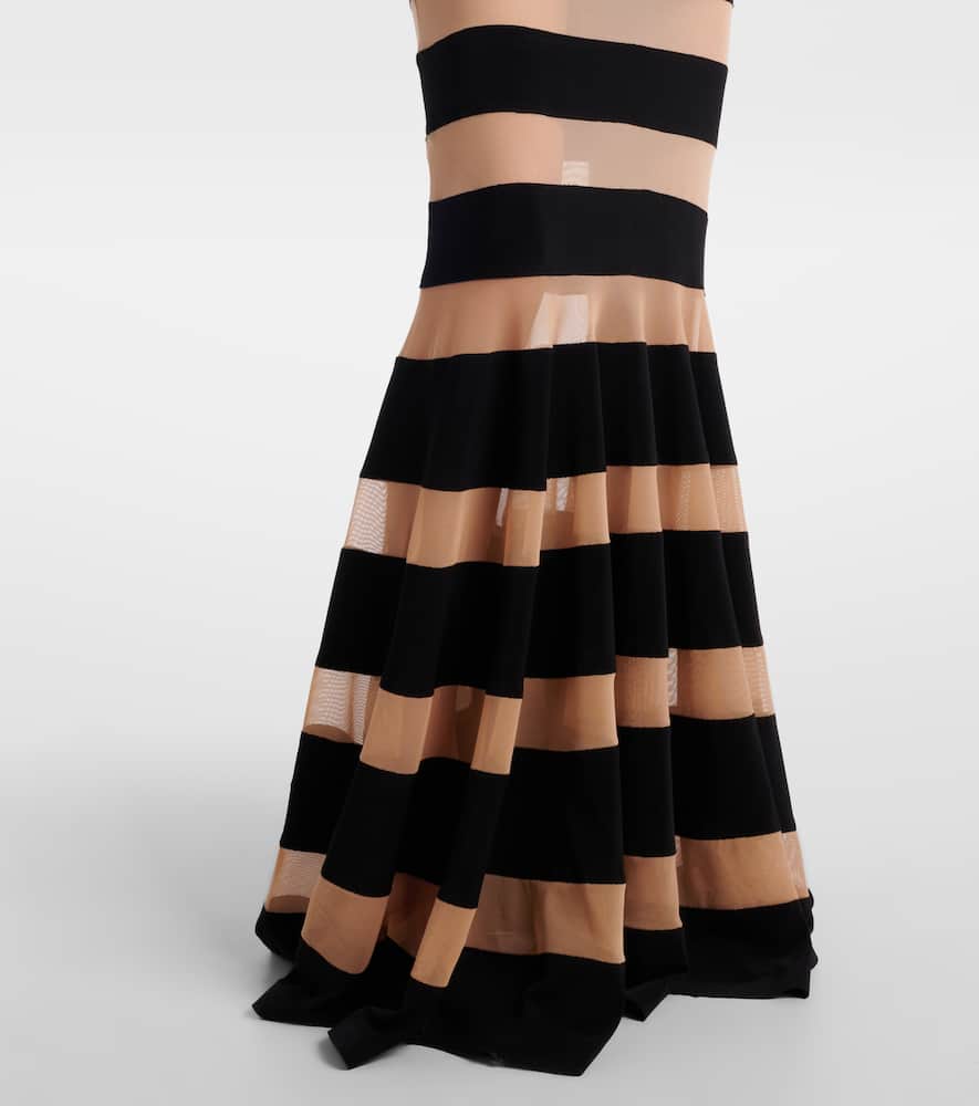 Norma Kamali Paneled semi-sheer gown