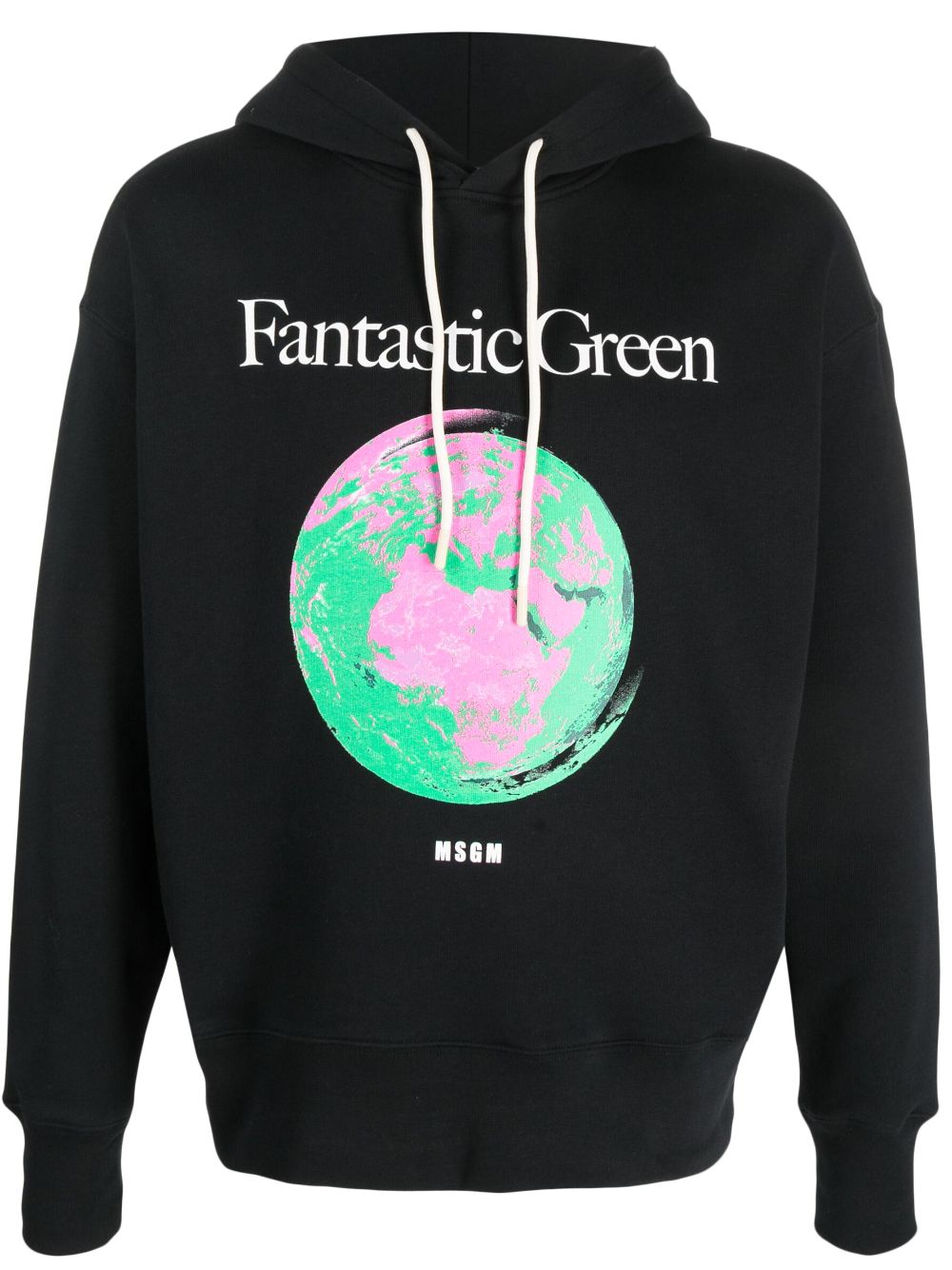 MSGM graphic-print organic cotton hoodie - Black 3546MM07237581