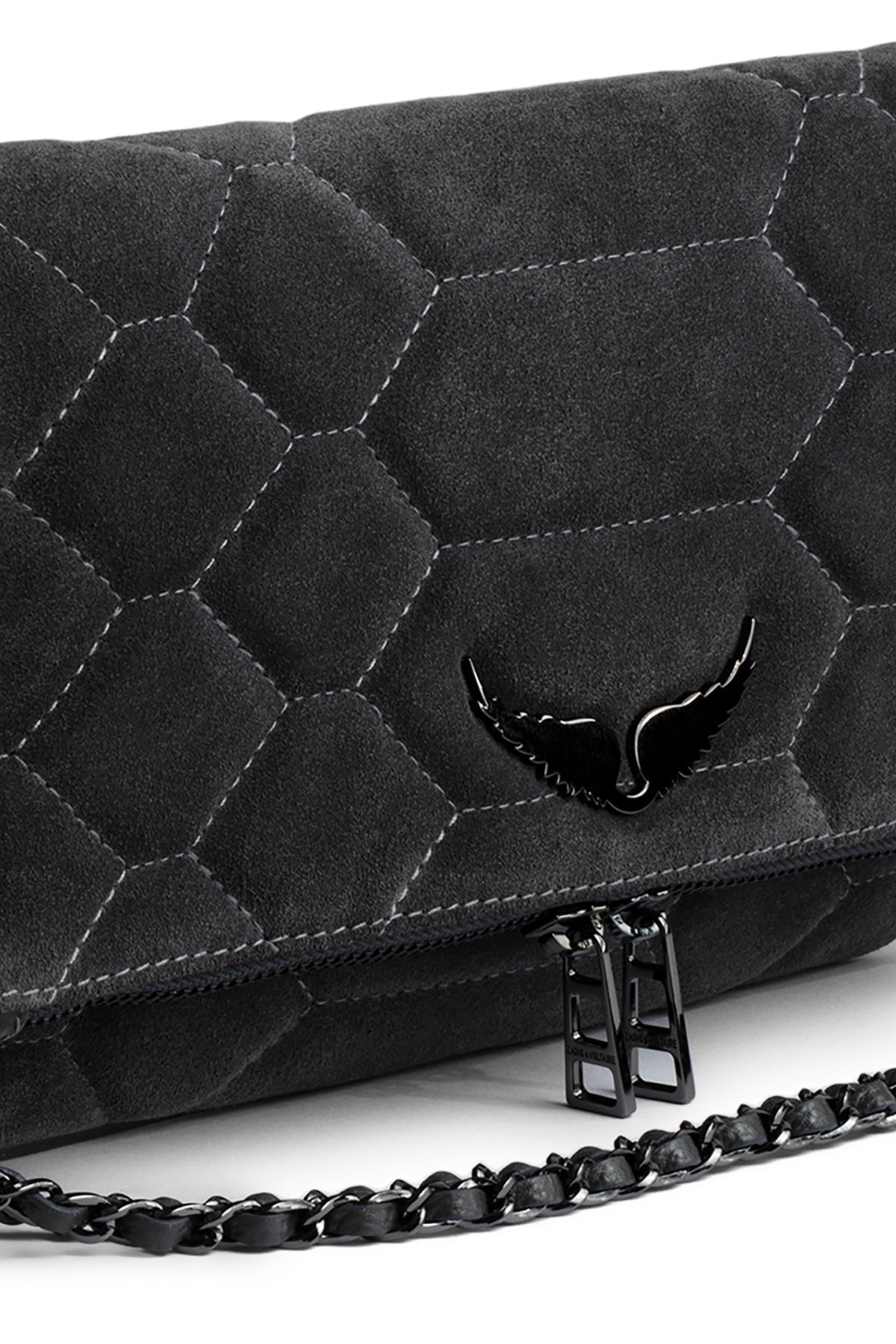 Rock quilted leather clutch