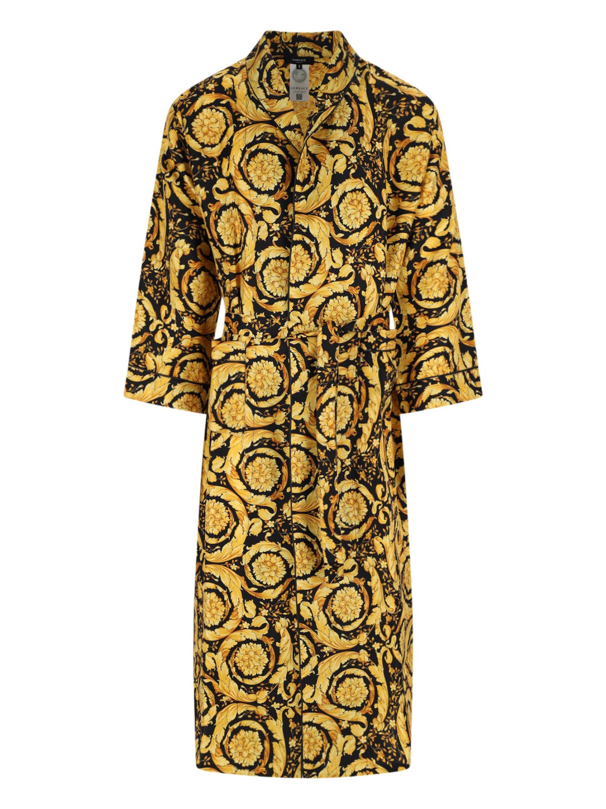 Barocco Print Silk Bathrobe