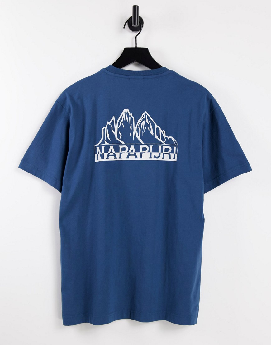 나파피리 여성 블루 색상의 사레틴 백 프린트 티셔츠