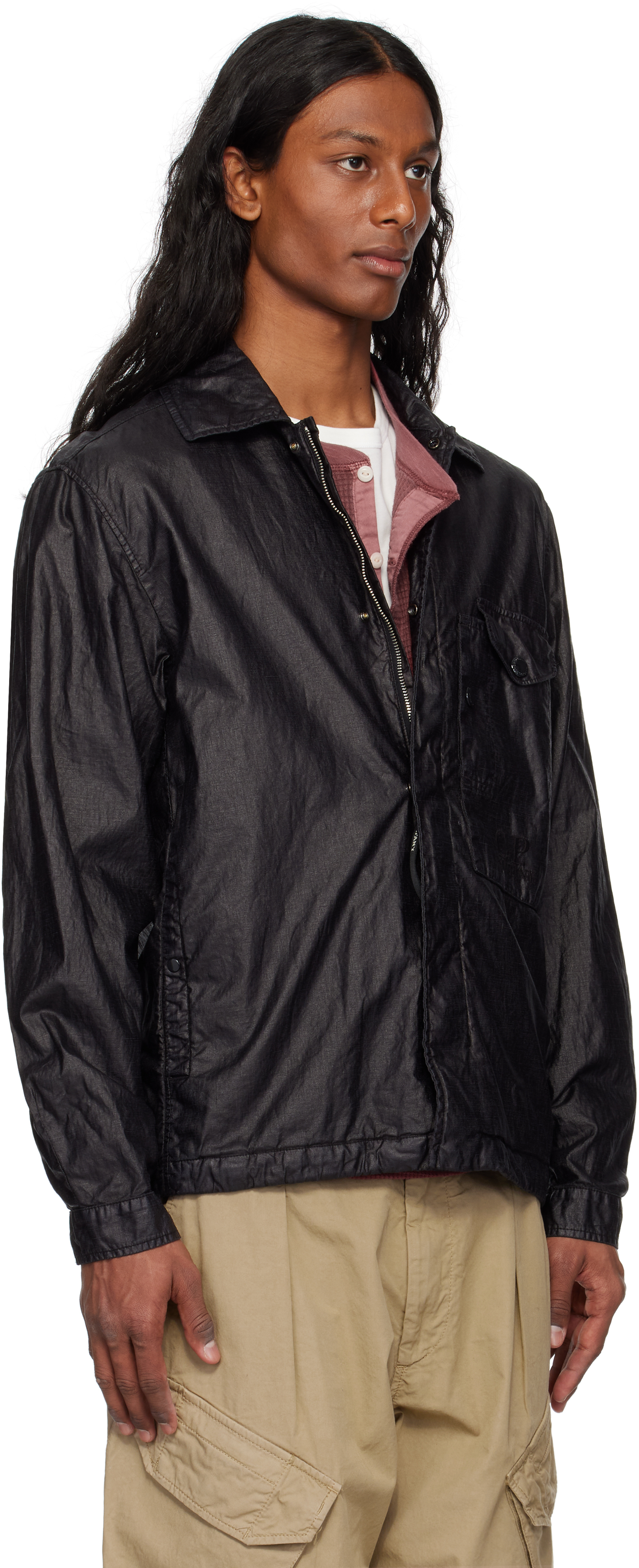 C. P. Company Black Lino Wax Overshirt