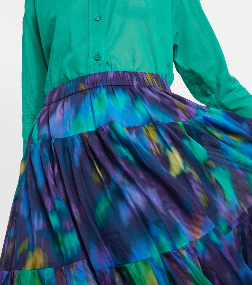 Elfa printed cotton midi skirt