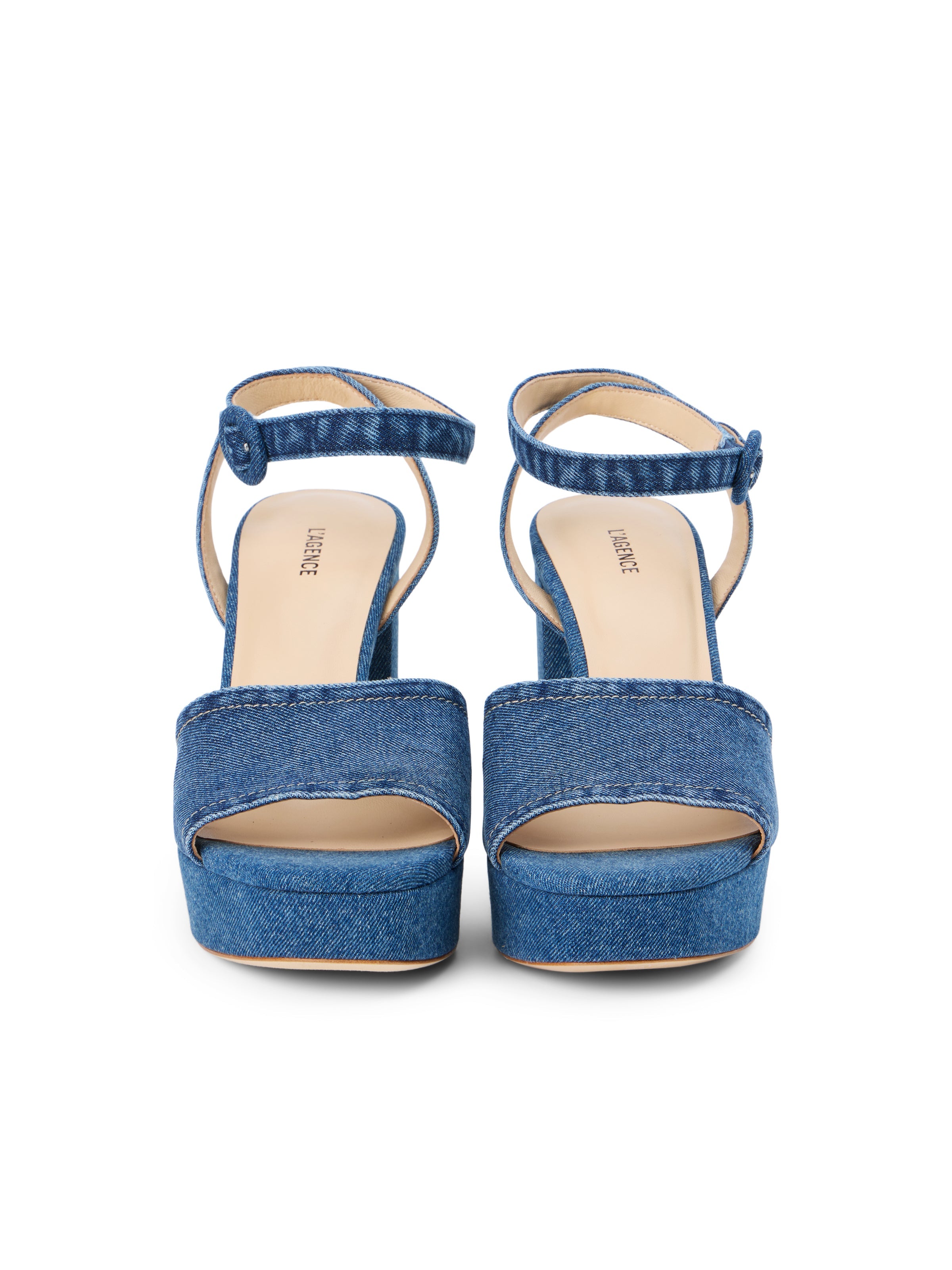 Andree Denim Platform Sandal In Dark Blue Denim