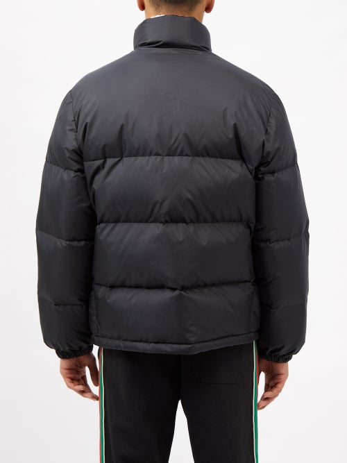 Web Stripe nylon-shell quilted down jacket | Gucci
