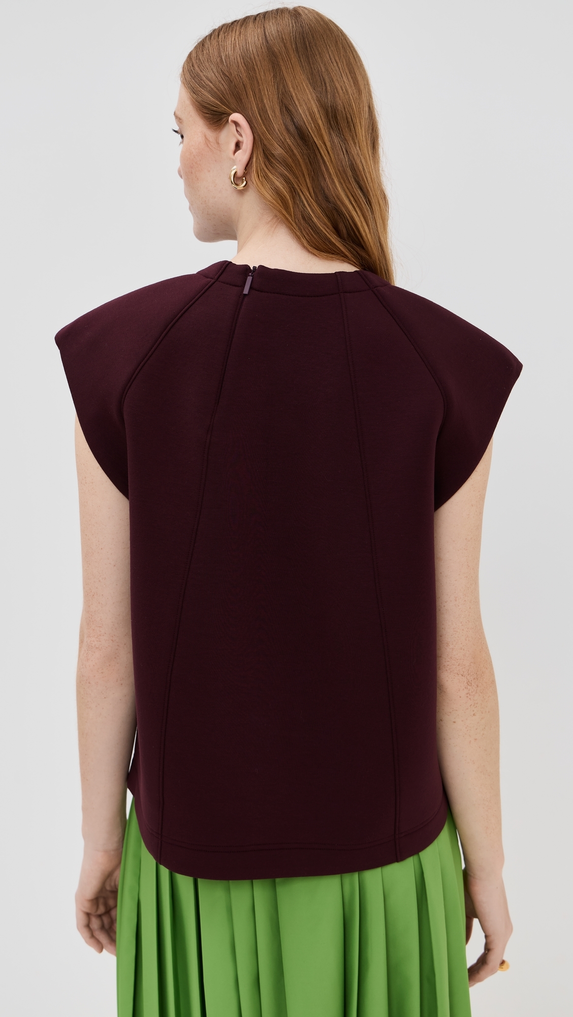 Tibi Bonded Viscose Sculpted Sleeveless Top Crimson