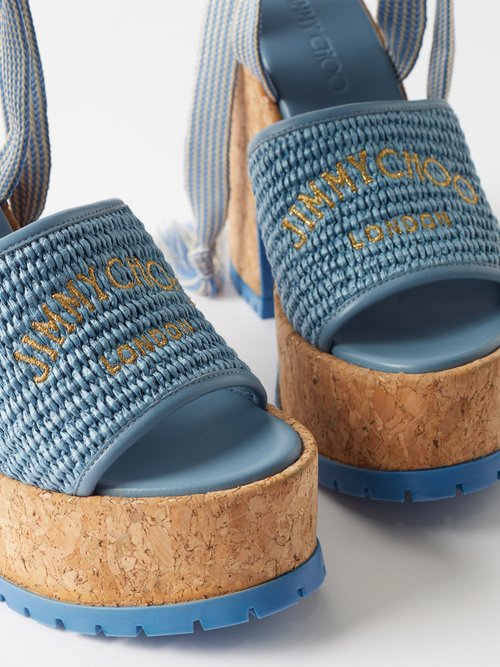 DIOR Dway Embroidered Denim Wedge Sandals