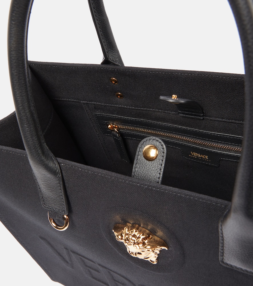 La Medusa Cotton Canvas Tote Bag in Black - Versace