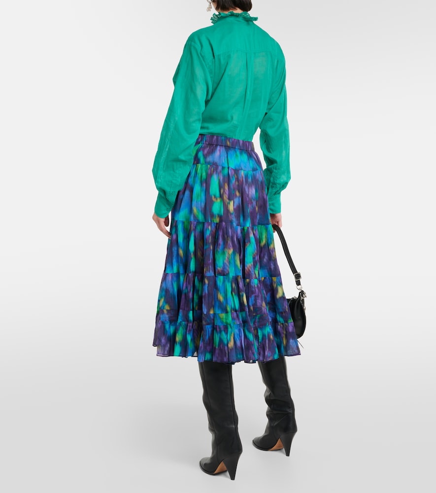 Elfa printed cotton midi skirt