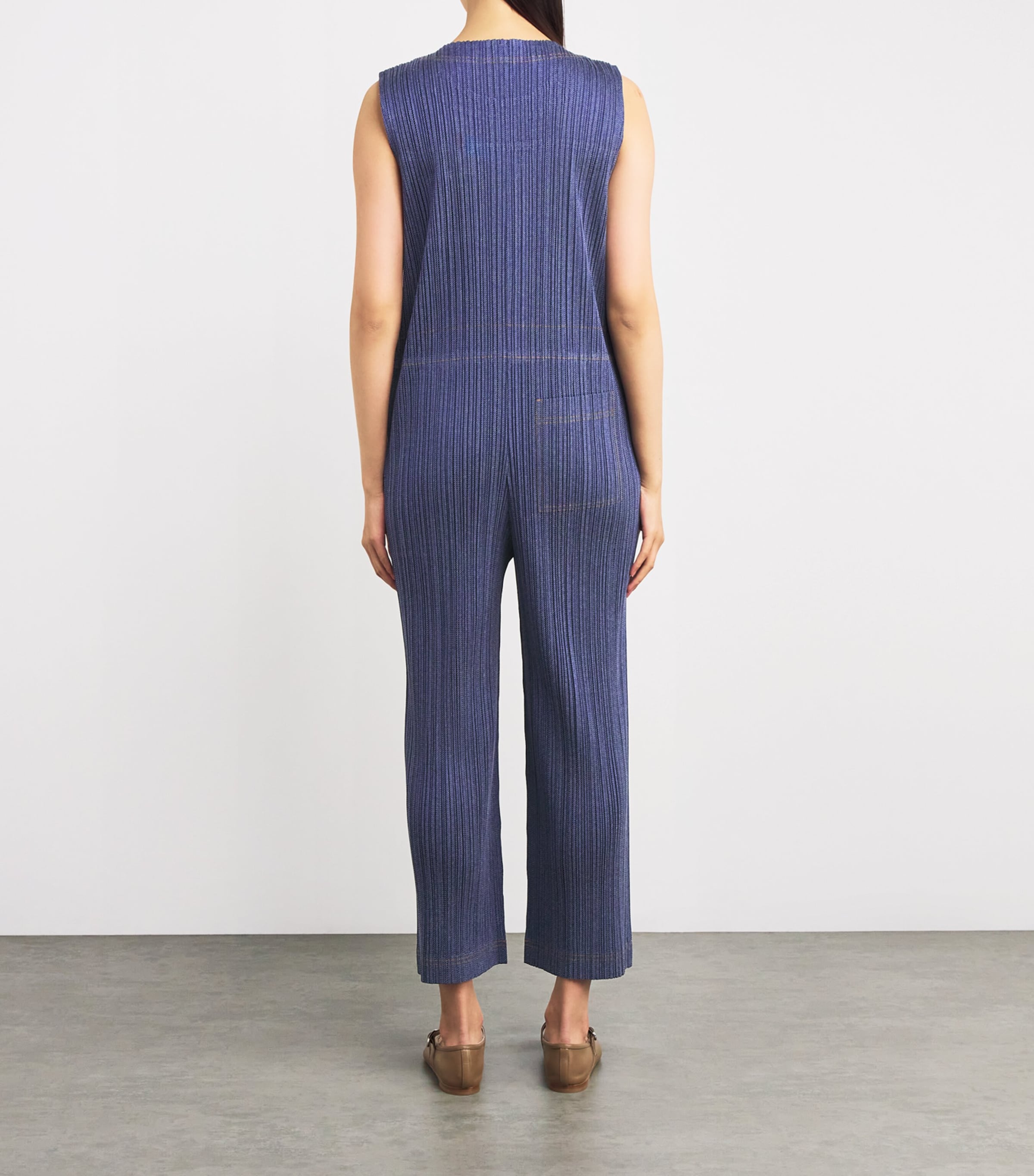 Short-Sleeve Cotton Denim Jumpsuit