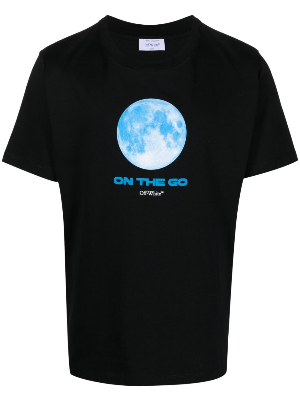 오프화이트 남성 On The Go Moon cotton T-shirt - BLACK MULTICOLOR OMAA027F23JER0031084