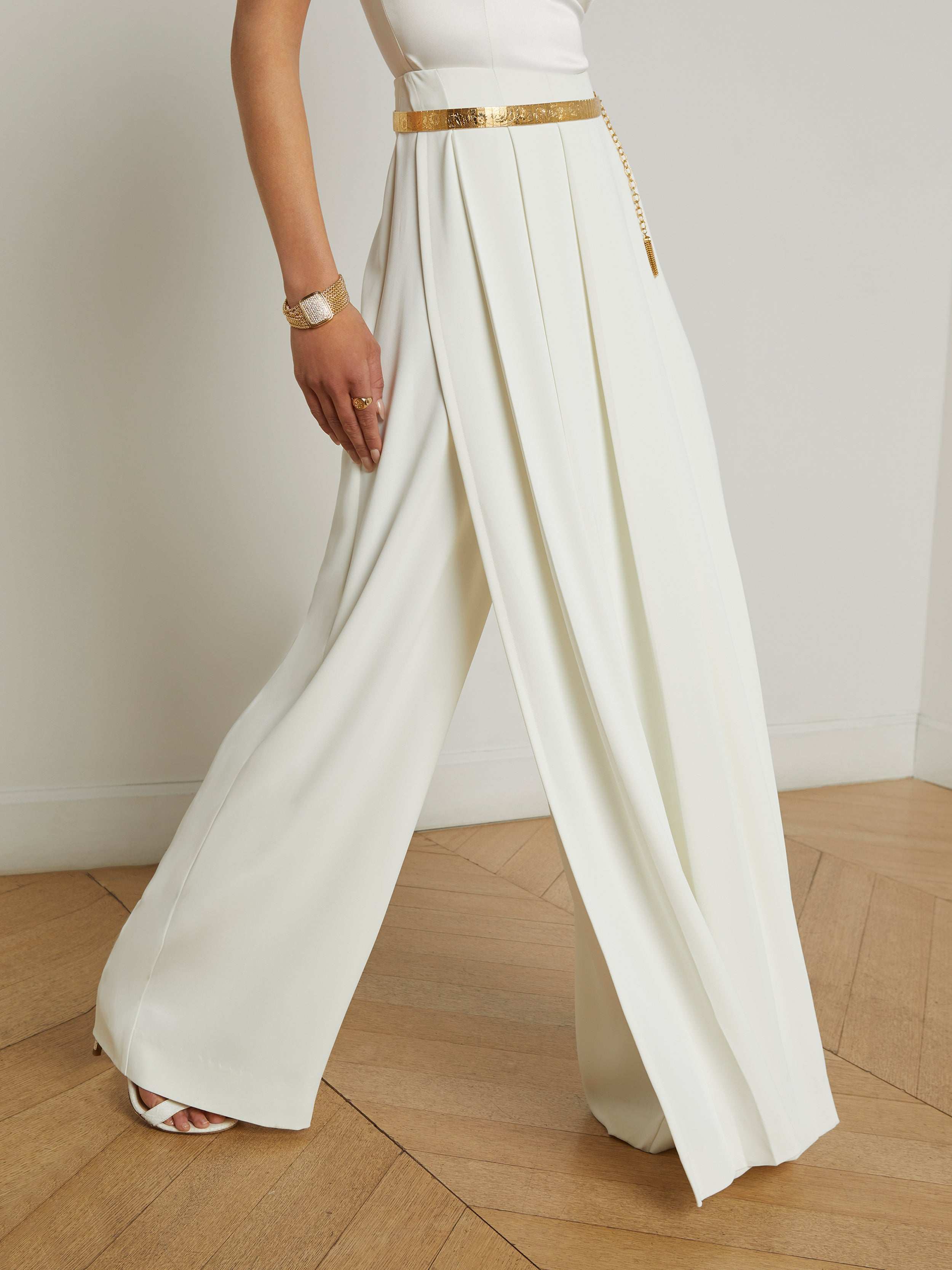 Aki Skirt-Front Pants In Ivory
