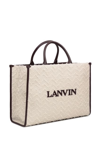 Lanvin Logo-Embroidered Frayed-Detail Tote Bag