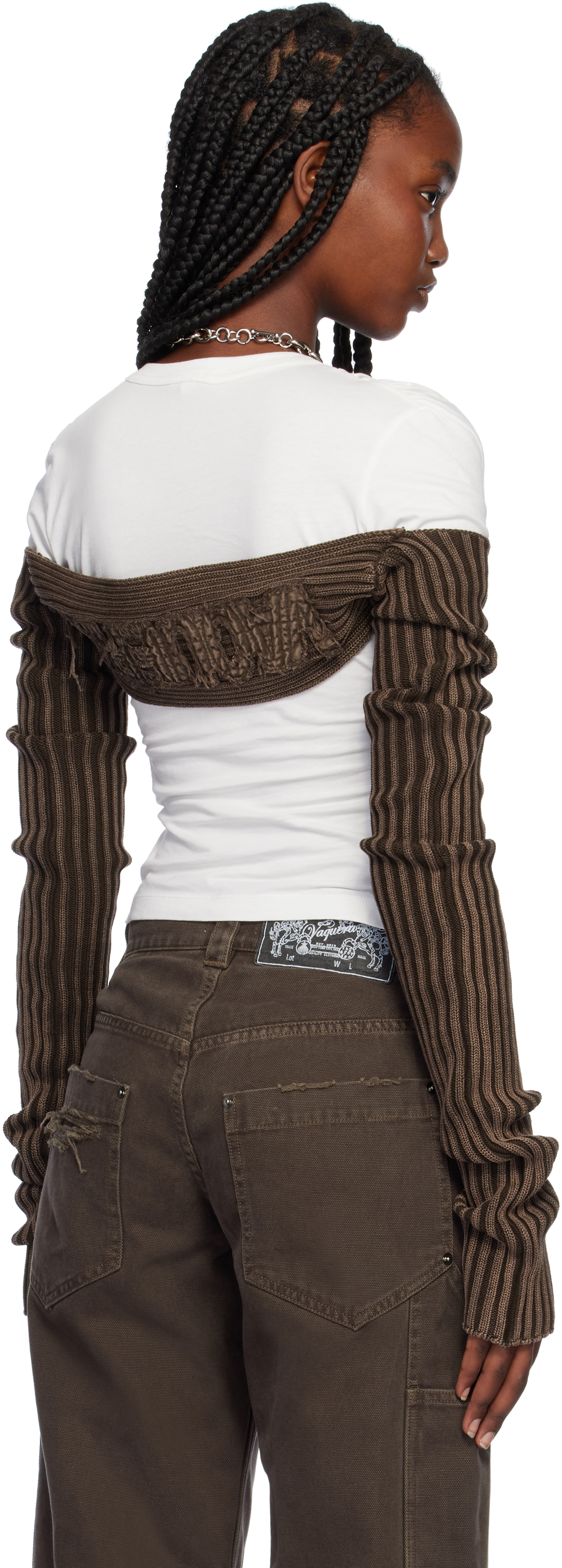 VAQUERA Brown Rib Knit Bolero