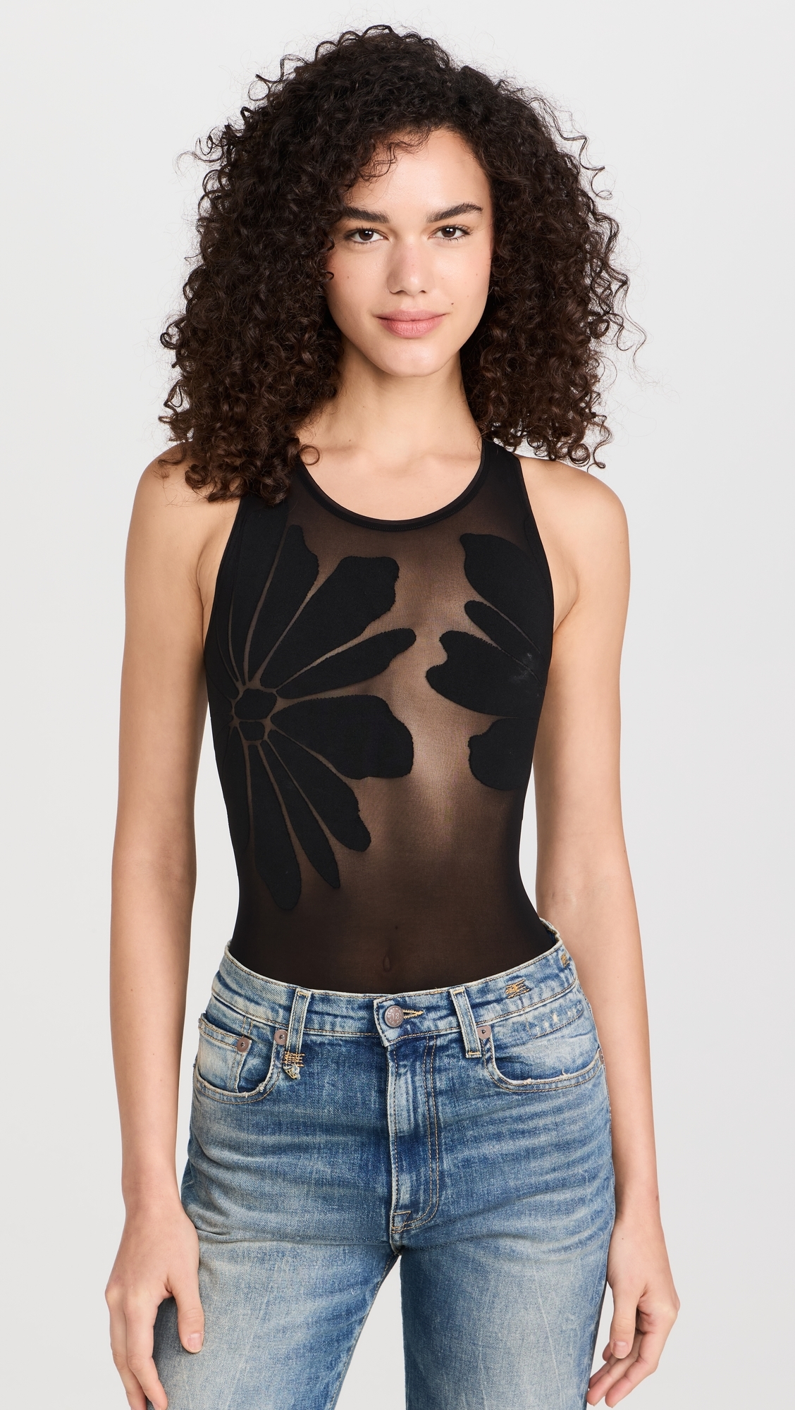 Body Tattoo Thong Bodysuit Black/Black