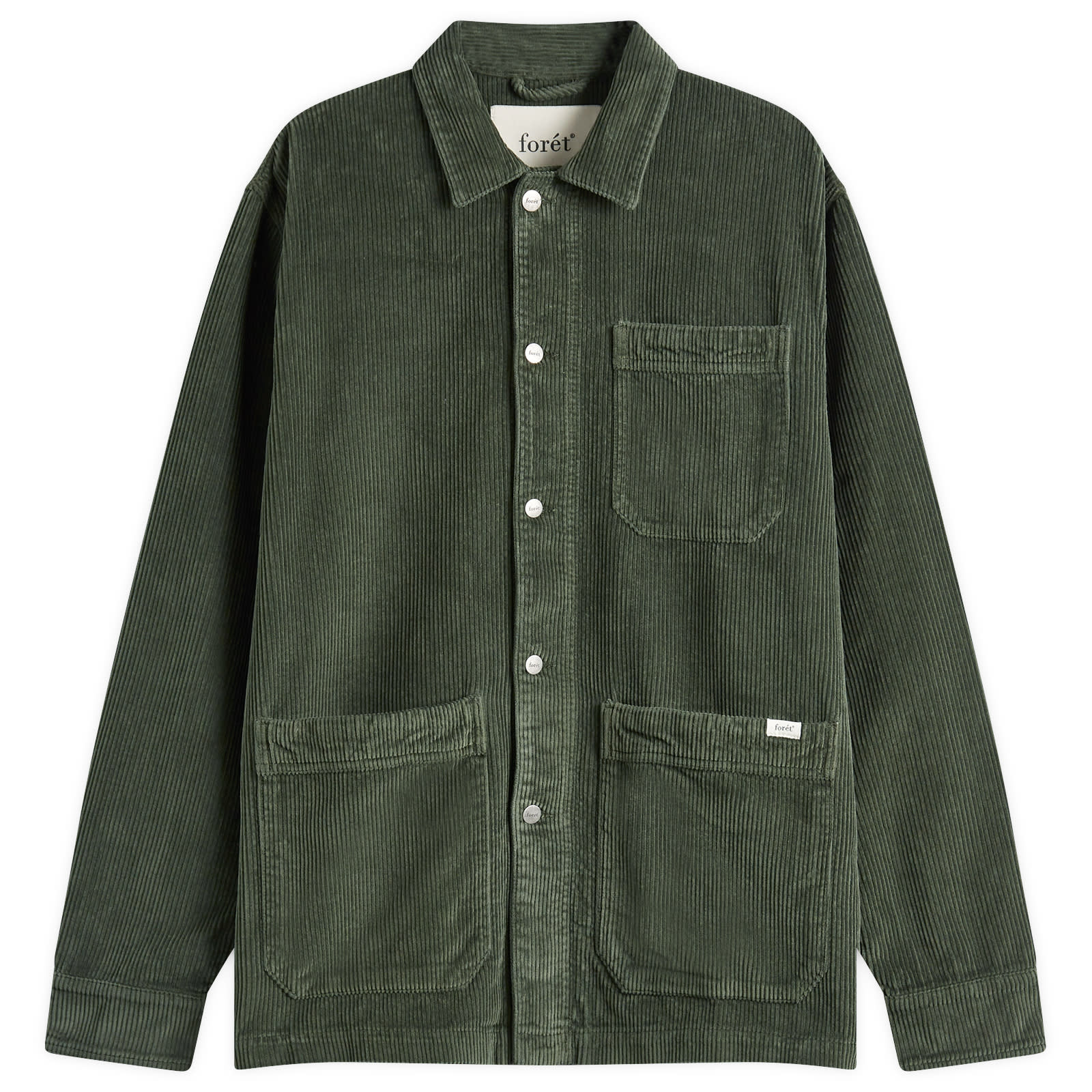 Foret Men's Rowan Corduroy Overshirt in Dark Moss F4267-DKM