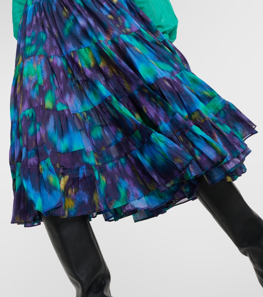 Elfa printed cotton midi skirt