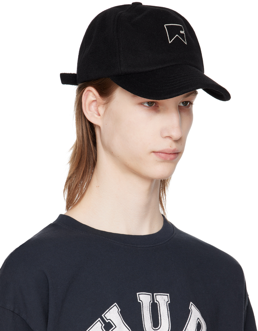 Rhude Black Cashmere Chevron Logo Cap