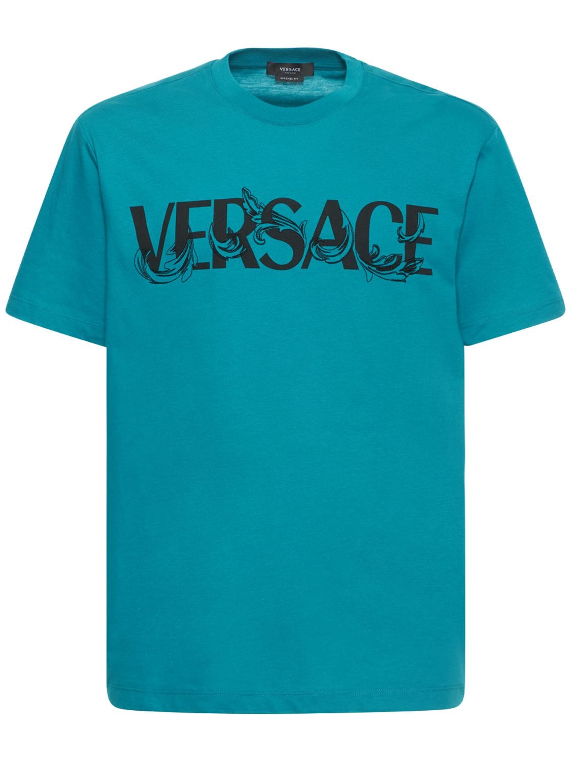 VERSACE Baroque Print T-Shirt, Green/ Light Blue