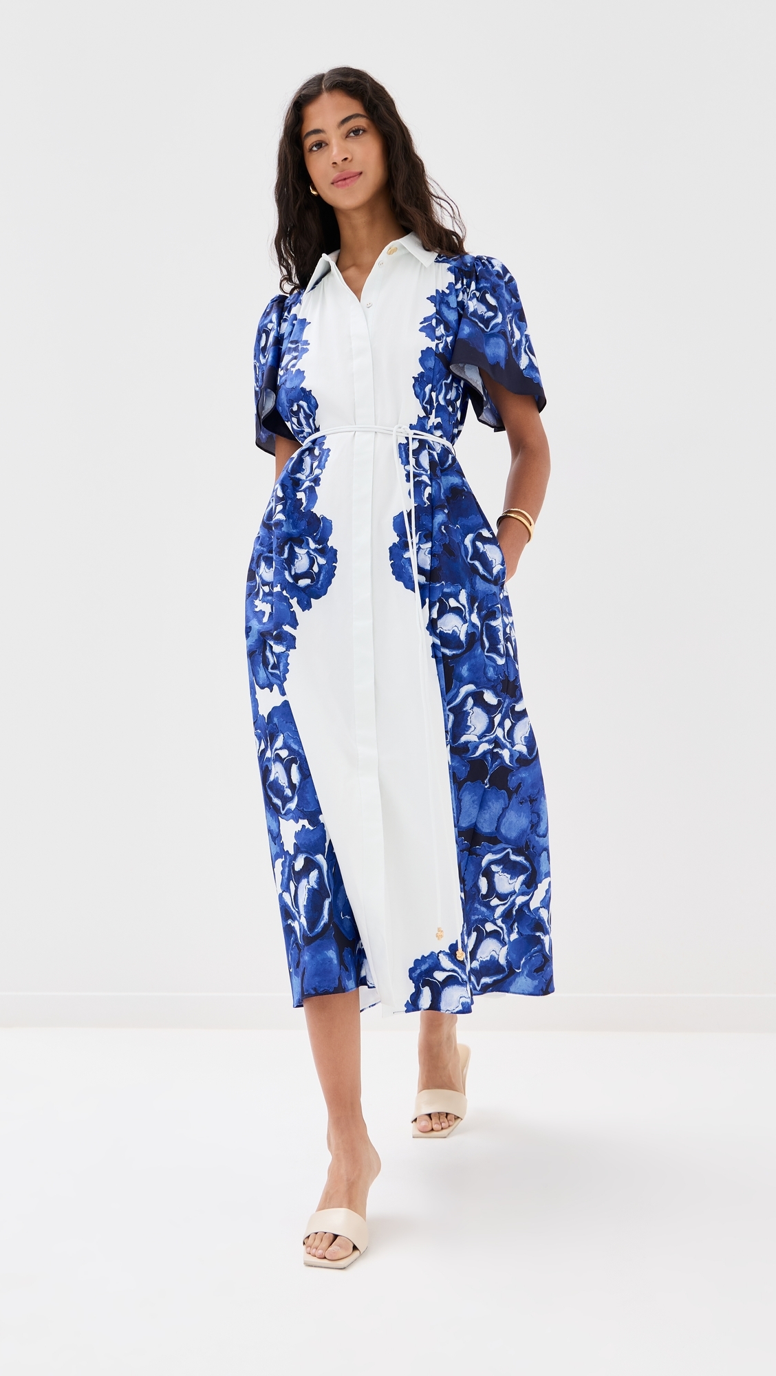 Aje Fernanda Midi Dress Boldly Blooming Cobalt