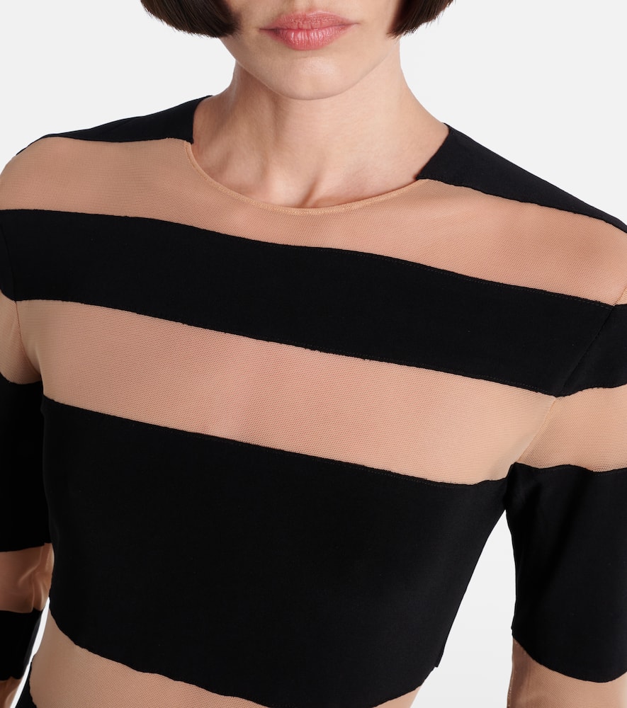 Norma Kamali Paneled semi-sheer gown