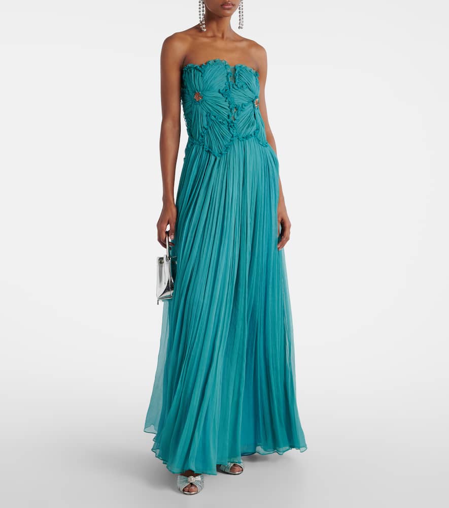 Adamaris crystal-embellished strapless gown