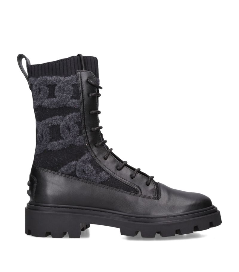 Jacquard Lace-up Boots