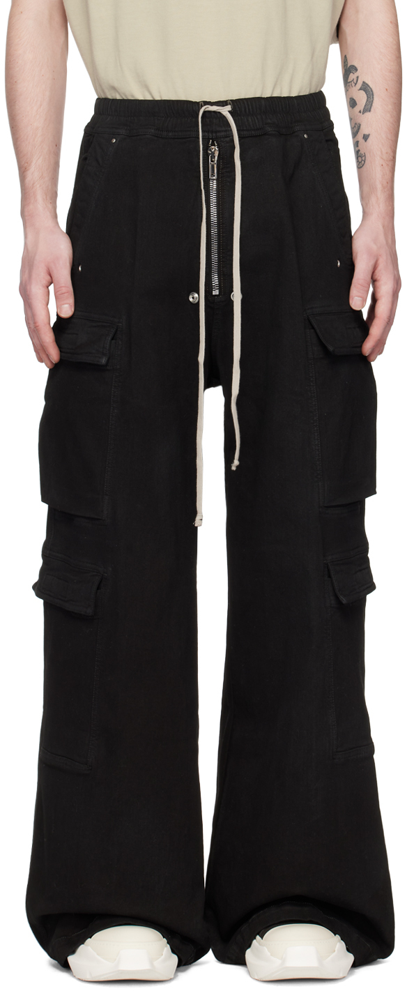 Rick Owens Black Jumbo Belas Denim Cargo Pants - Realry: Your