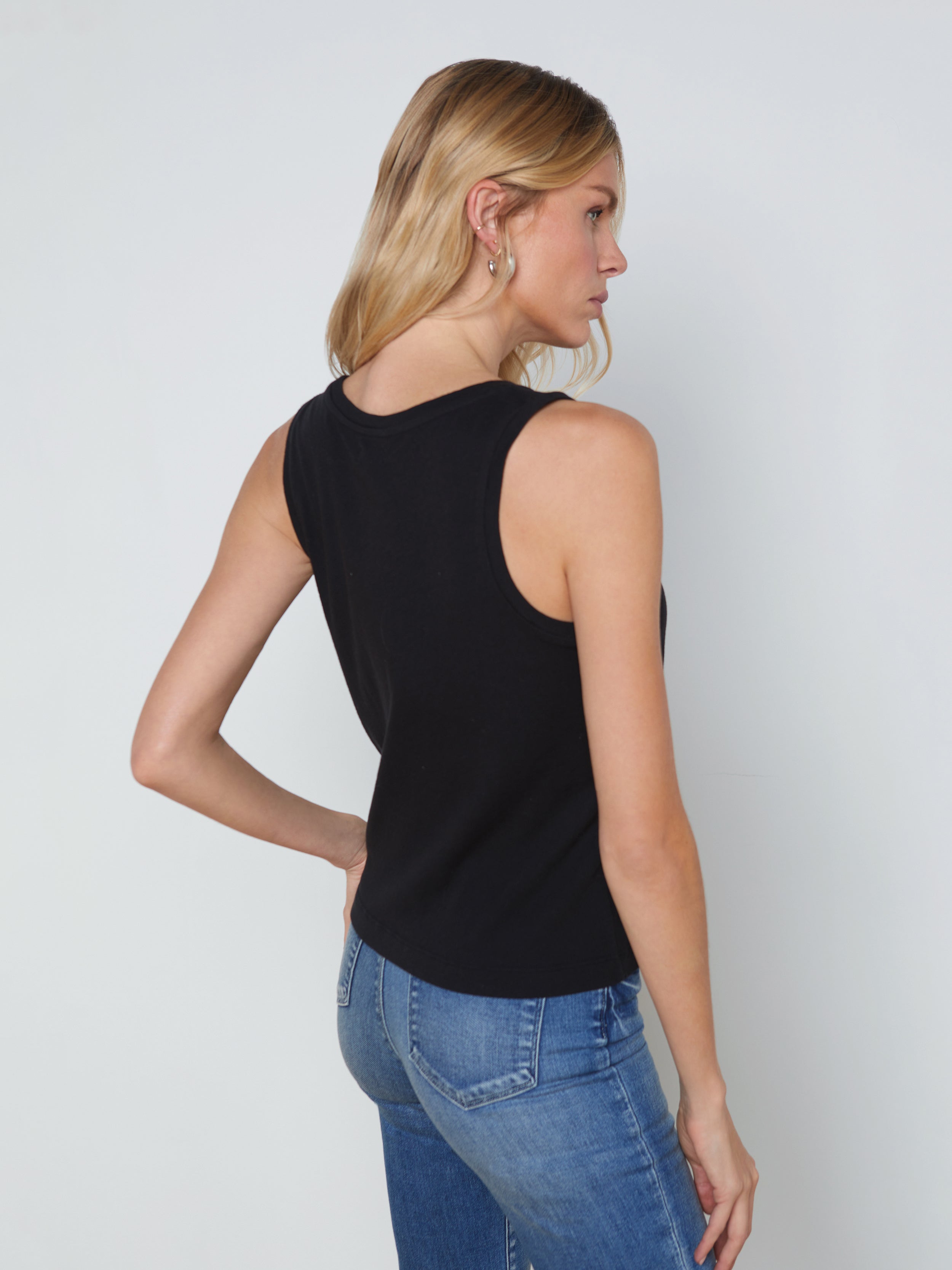 Mikaela Cotton Tank Top In Black