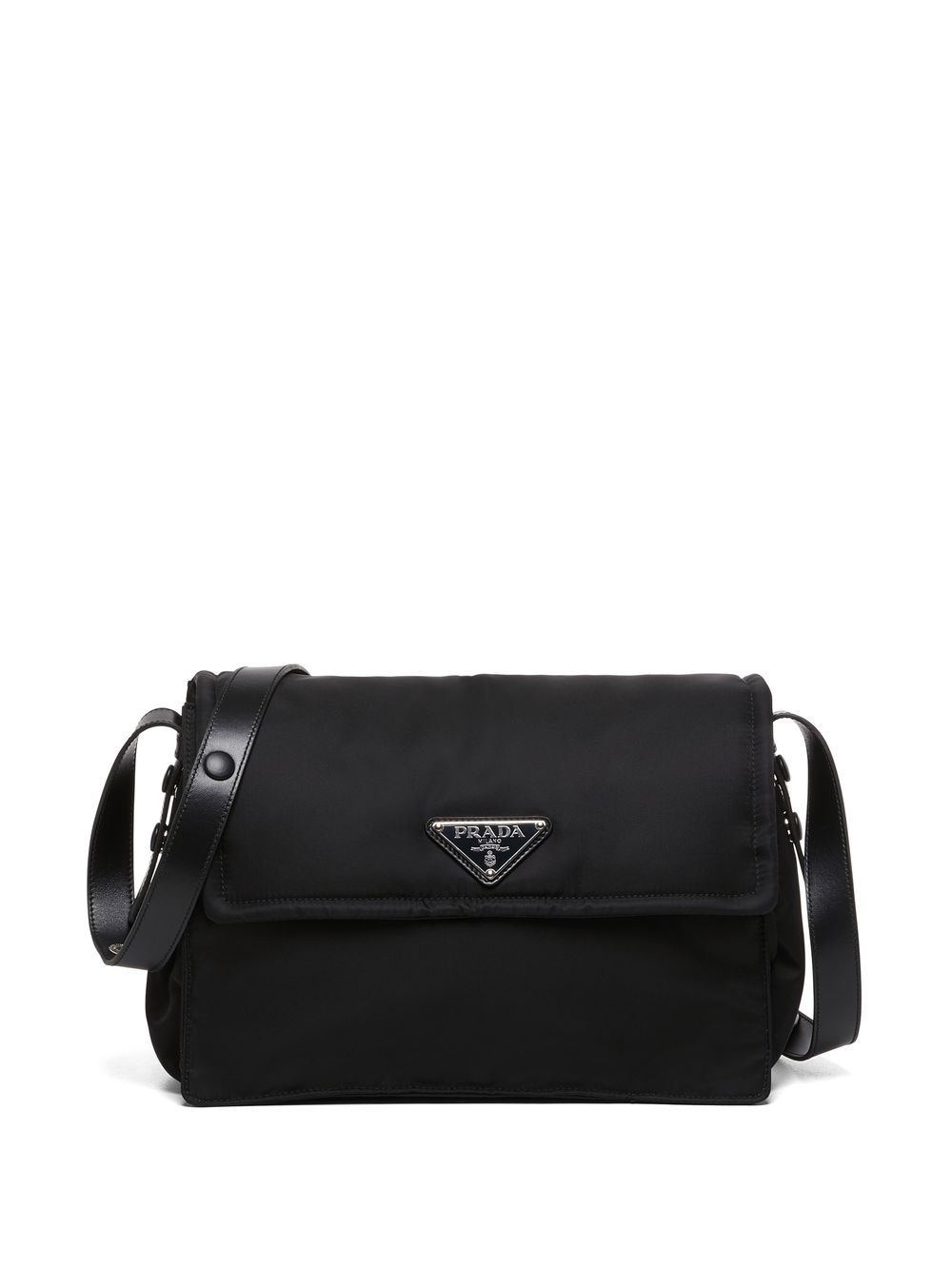Black Re-nylon And Saffiano Shoulder Bag