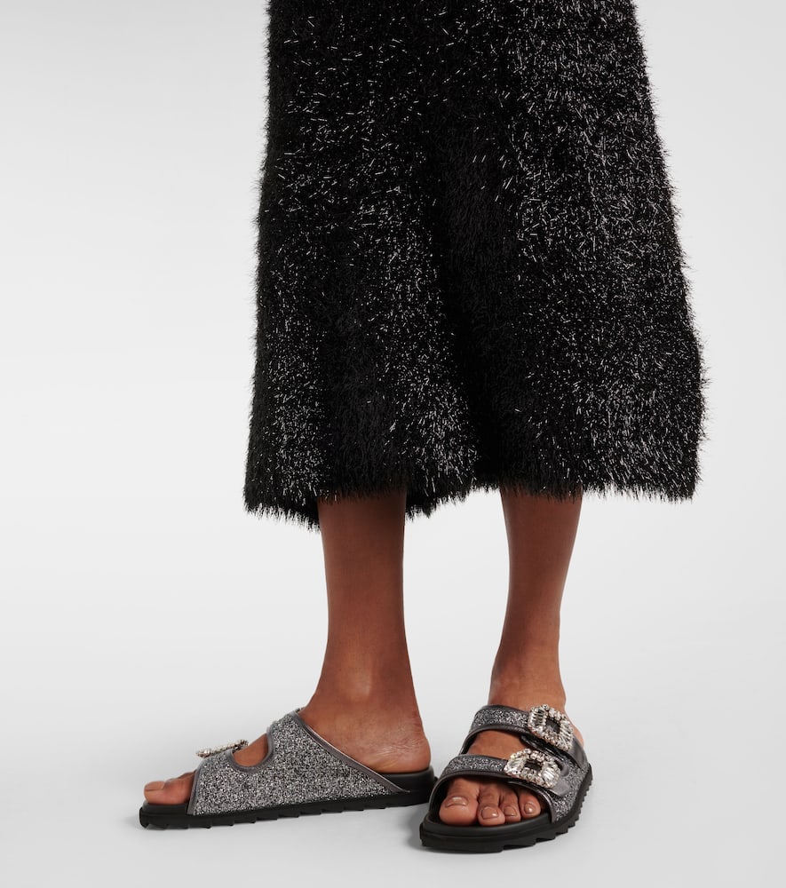 Slidy Viv' embellished leather-trimmed sandals