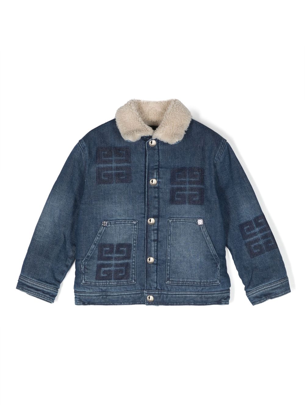 지방시 logo-patch denim jacket - Blue H26136Z02