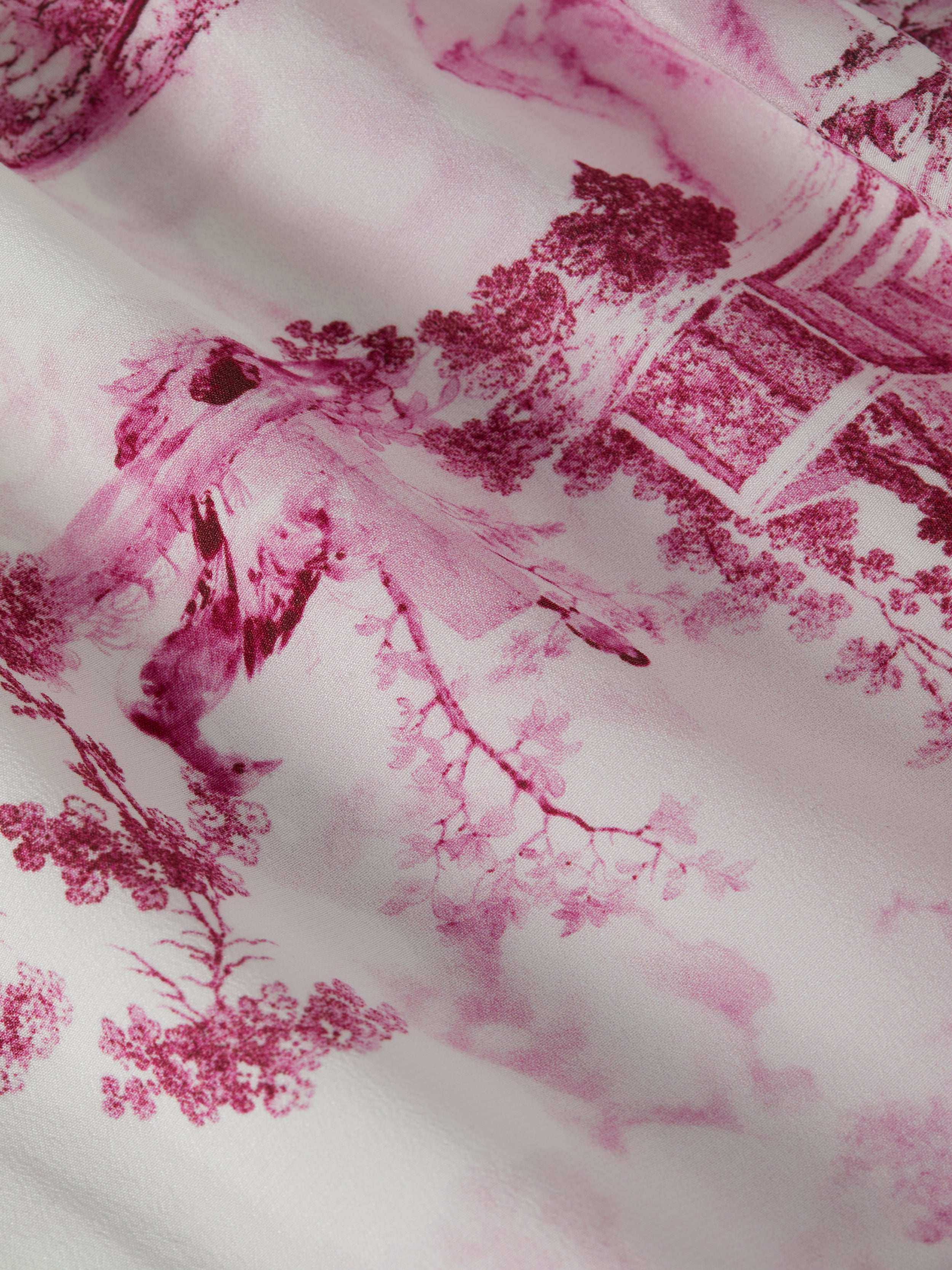 Jane Silk Camisole In White/pink Small Porcelain Toile
