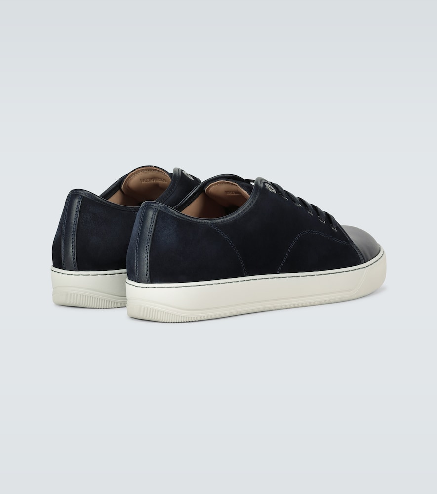 Suede and leather cap-toe sneakers