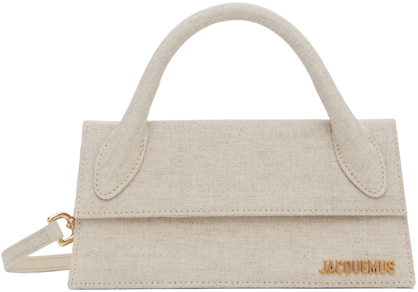 Jacquemus Le Chiquito Long Suede Top Handle Bag in Gray