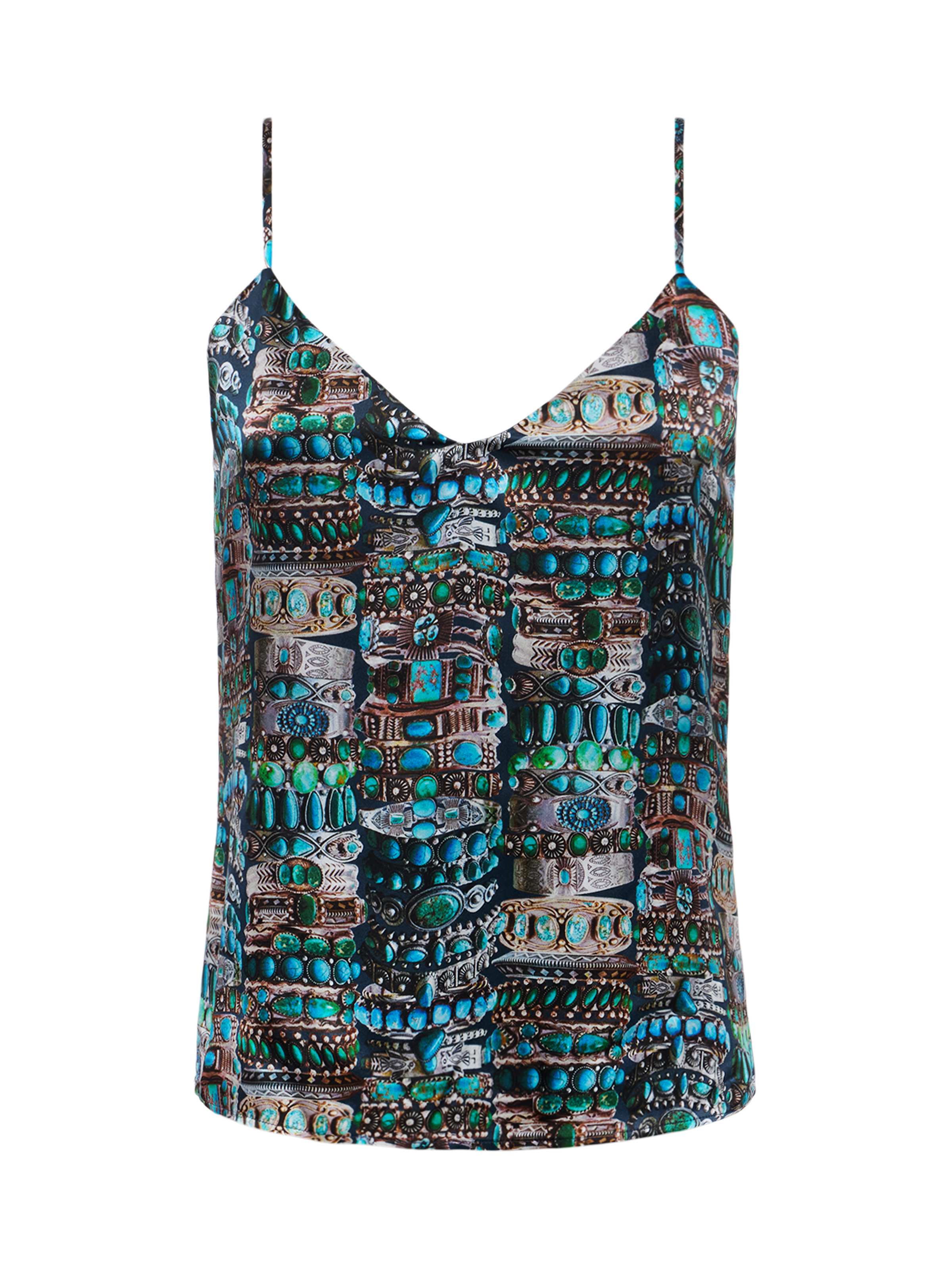 Jane Silk Camisole In Midnight Multi Western Bracelet