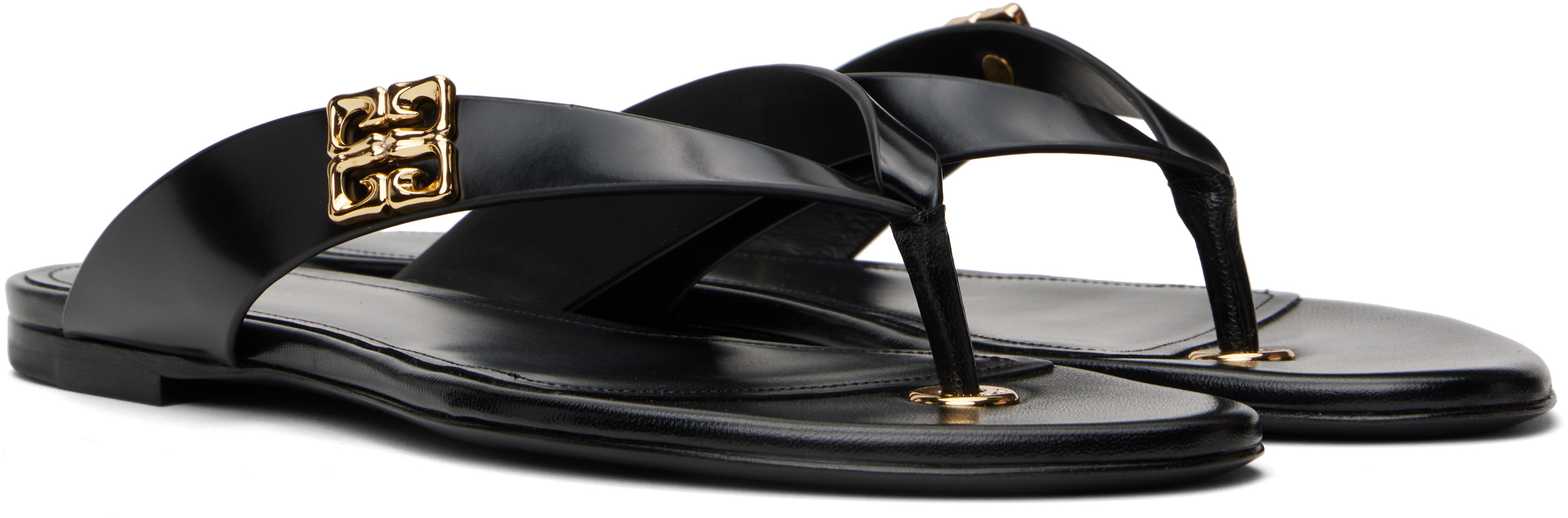 Givenchy Black Tong 4G Liquid Flip-Flops