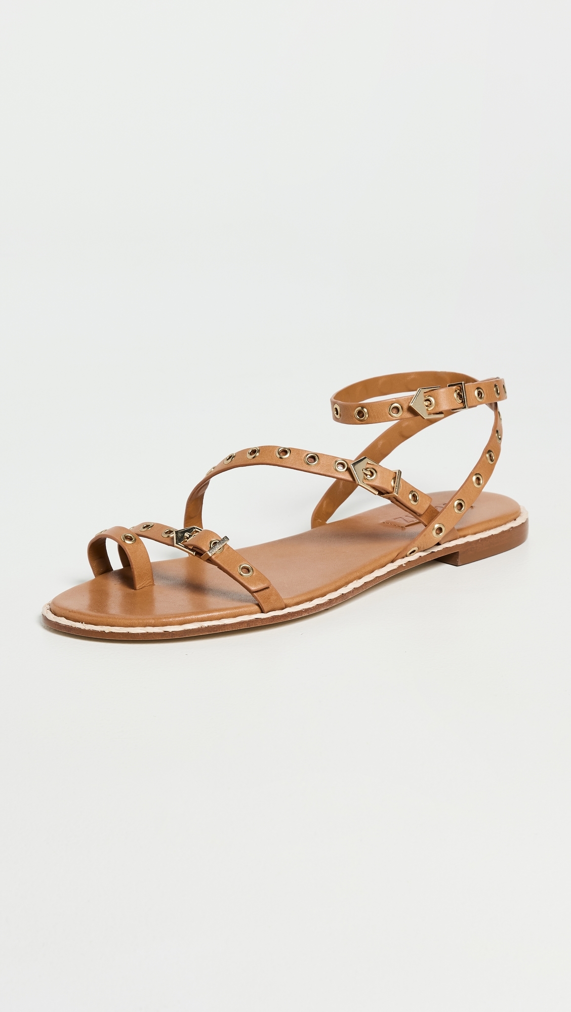 Schutz Annete Flat Sandals Cuoio Brown